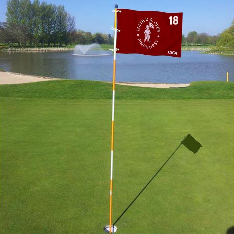 2BUT 2024 US Open Pinehurst Golf Pin Flag Practic Putting Green Golf Flag For Backyard Garden Double-Sewn 600D Nylon Miniature Pin Flag (Red 20"x13" Grommet) - Image 4
